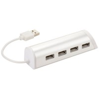 Хаб USB з 4 портами та підставкою для телефону, срібло