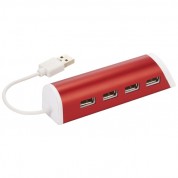 Хаб USB з 4 портами та підставкою для телефону, червоний