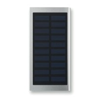 Акумулятор зовнішній з сонячною батареєю SOLAR POWERFLAT на 8000 mAh, матове срібло