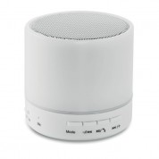 Колонка Bluetooth ROUND WHITE зі світлодіодною індикацією, білий 